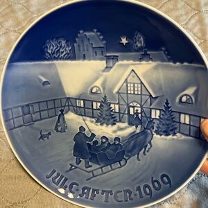 Decorative 8” Plate by B&G of Denmark.  1969 “Arrival of Christmas Guests.”